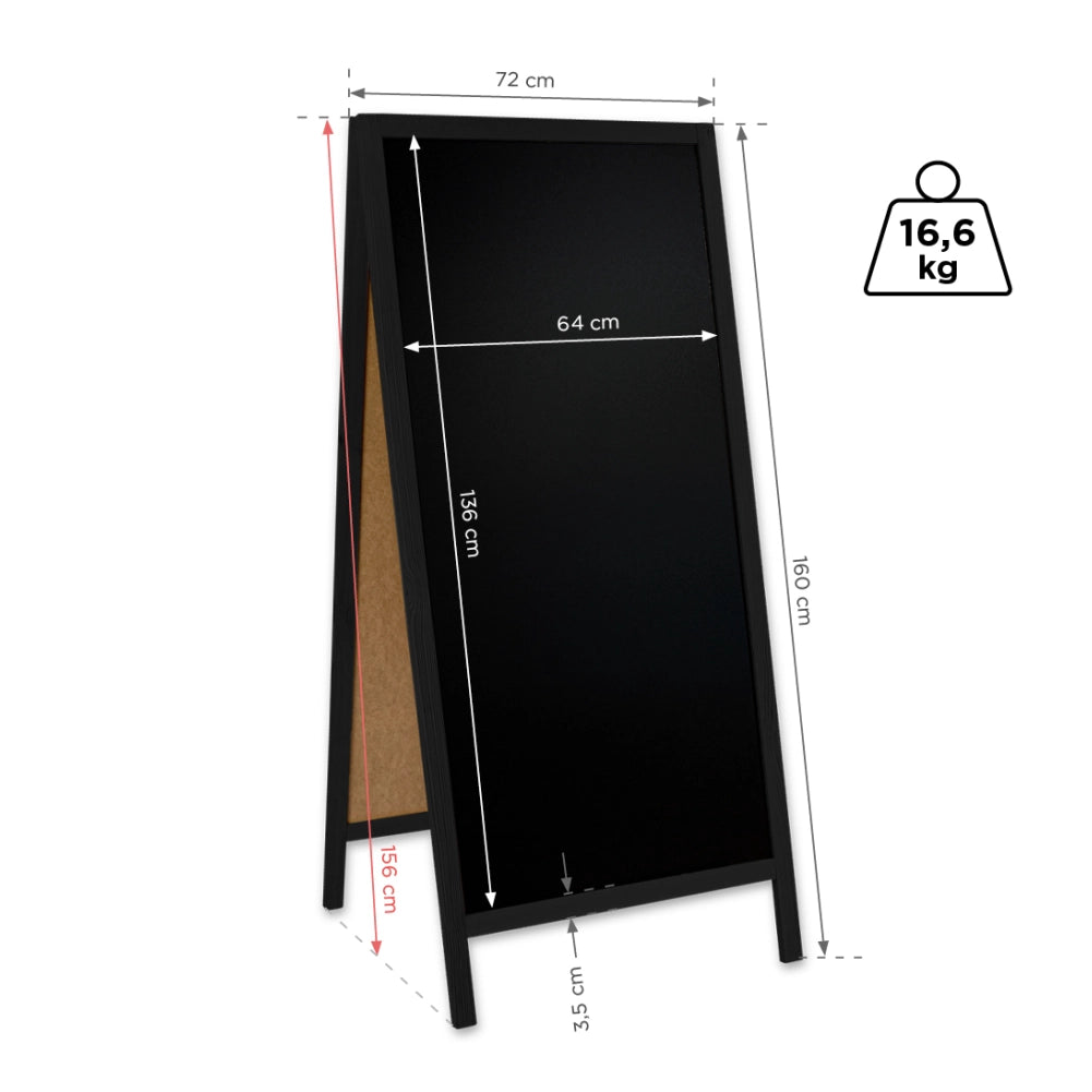 Kundenstopper Kreidetafel Größe XL – Schwarz – 72x160cm