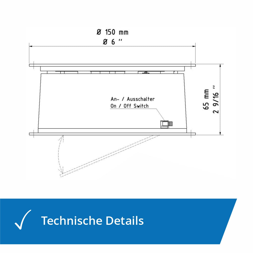 Maße der Batteriedrehbühne 4kg