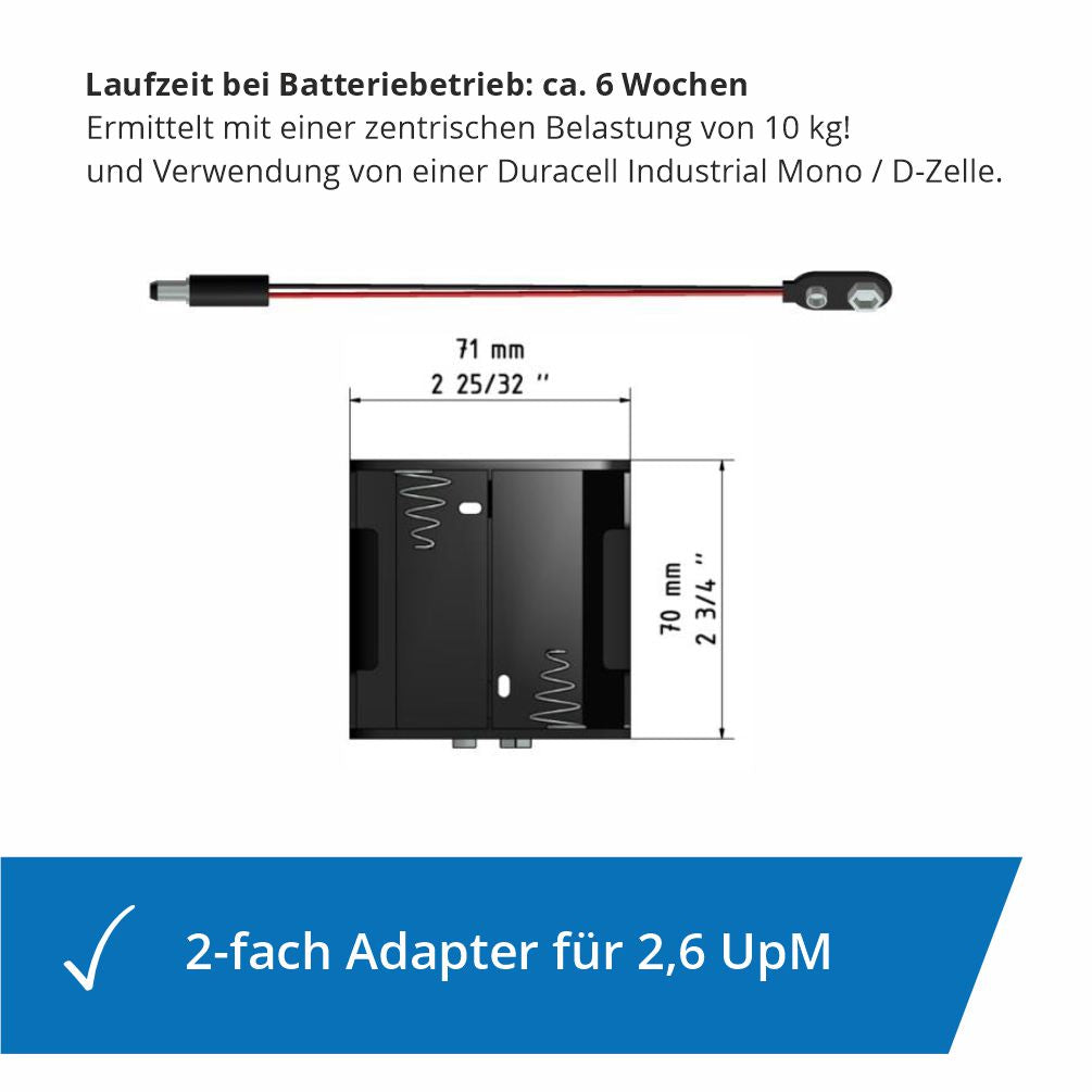 Batteriehalter 2-fach für 2,6 UpM Batterie Drehbühne 10 Kilogramm