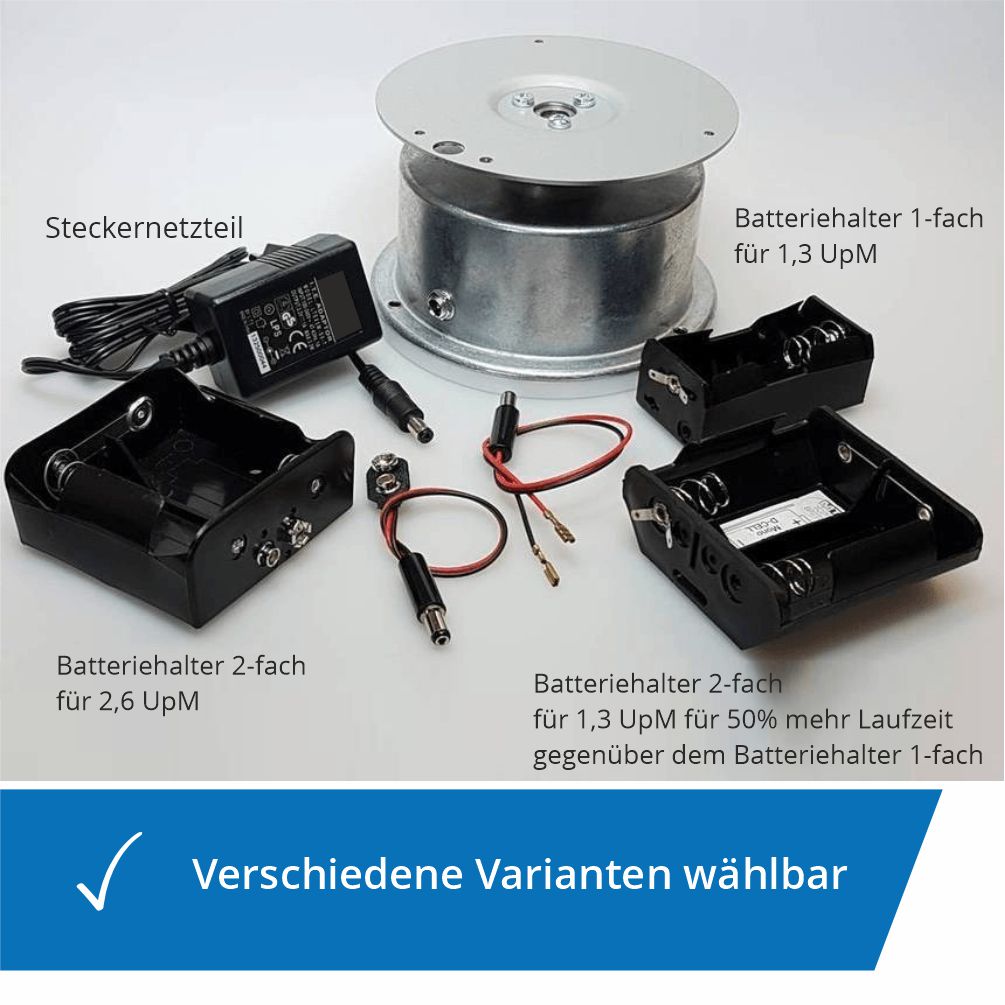 Batteriedrehbuehne 10 kg verschiedene Batteriefächer sowie Netzteil