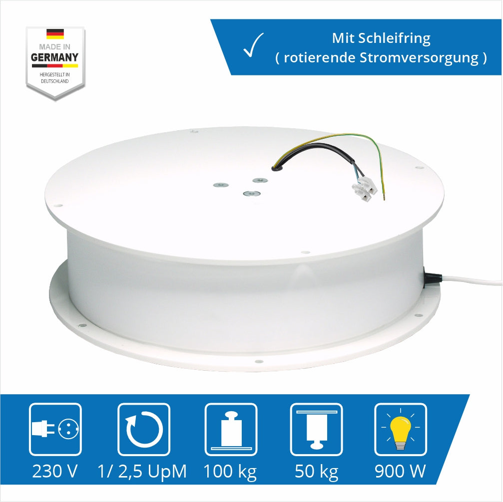 100 kg Drehbühne mit Schleifring – für motorisierte oder leuchtende Objekte