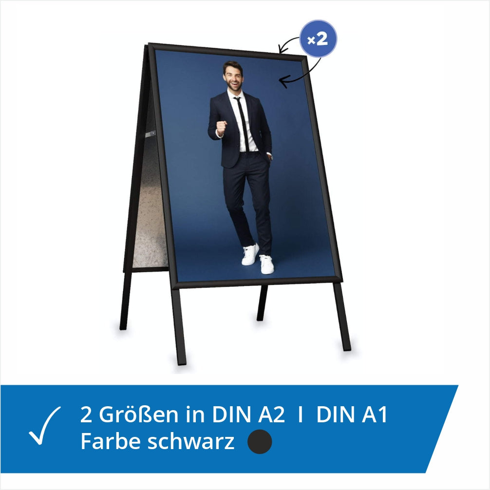 Kundenstopper oder Plakatständer A1 oder A2 in der Farbe schwarz
