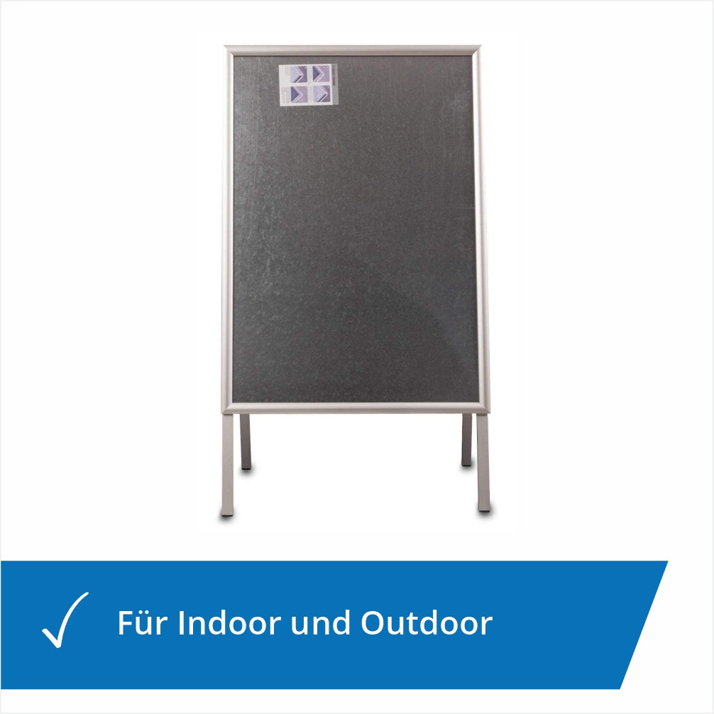 Kundenstopper oder Plakatständer A2, A1 oder A0 in der Farbe silber