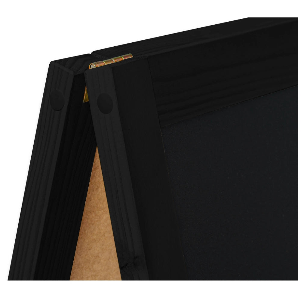 Kundenstopper mit Kreidetafel in schwarz, Größe M, Detailansicht vom Scharnier