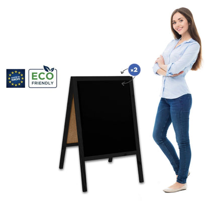 Kleiner Kundenstopper mit schwarzem Holz und Kreidefläche, Größe M