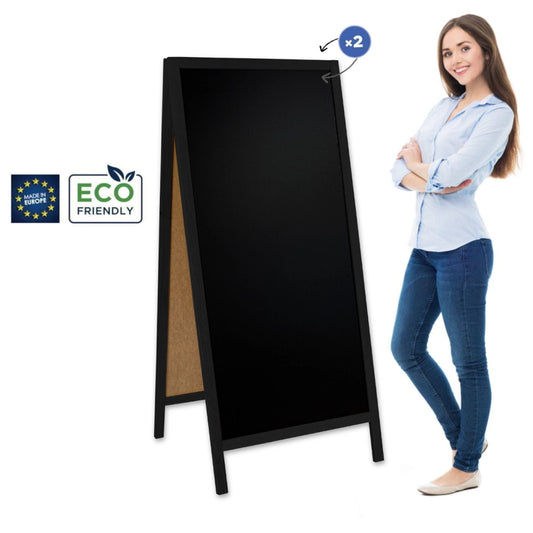 XL Kundenstopper mit schwarzem Holzrahmen und Kreidefläche